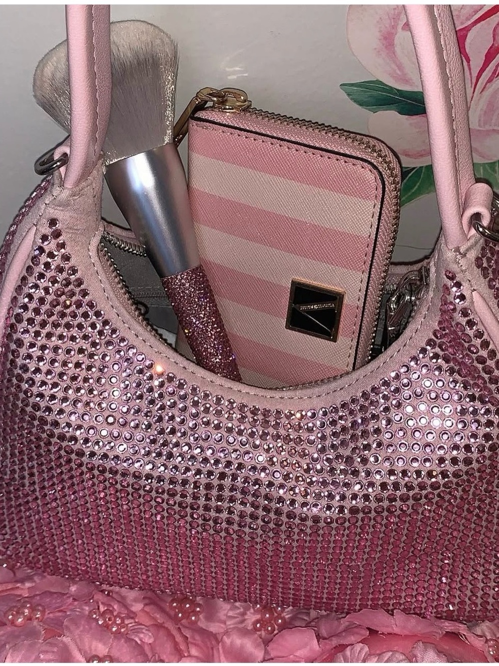 Madden Girl Pink Rhinestone Shoulder Bag